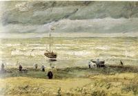 Gogh, Vincent van - Beach with Figures and sea with a ship